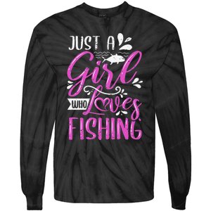 Fishers Sayings Just A Who Loves Fishing Tie-Dye Long Sleeve Shirt