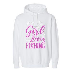 Fishers Sayings Just A Who Loves Fishing Garment-Dyed Fleece Hoodie