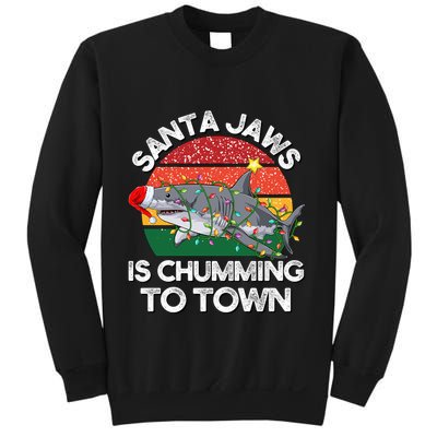 Funny Santa Jaws Shark Christmas Lights Sharkmas Xmas Retro Sweatshirt