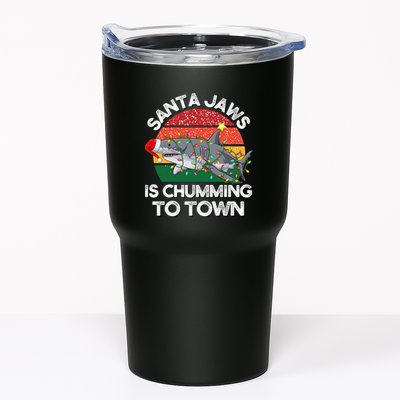 Funny Santa Jaws Shark Christmas Lights Sharkmas Xmas Retro Tumbler