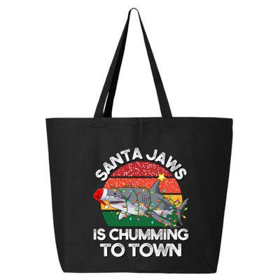 Funny Santa Jaws Shark Christmas Lights Sharkmas Xmas Retro 25L Jumbo Tote