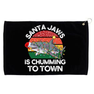 Funny Santa Jaws Shark Christmas Lights Sharkmas Xmas Retro Grommeted Golf Towel