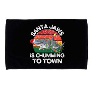 Funny Santa Jaws Shark Christmas Lights Sharkmas Xmas Retro Microfiber Hand Towel