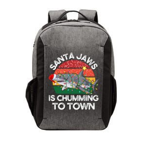 Funny Santa Jaws Shark Christmas Lights Sharkmas Xmas Retro Vector Backpack