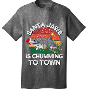 Funny Santa Jaws Shark Christmas Lights Sharkmas Xmas Retro T-Shirt