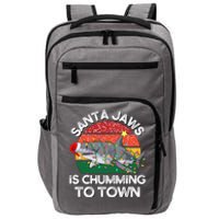 Funny Santa Jaws Shark Christmas Lights Sharkmas Xmas Retro Impact Tech Backpack