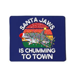 Funny Santa Jaws Shark Christmas Lights Sharkmas Xmas Retro Mousepad