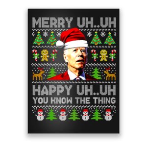 Funny Santa Joe Biden Merry Uh Uh Christmas Ugly Sweater Poster