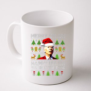 Funny Santa Joe Biden Merry Uh Uh Christmas Ugly Sweater Coffee Mug