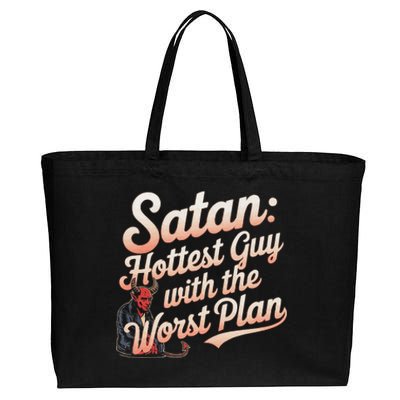 Funny Satan Jokes Religious Jesus Christian Believer Cotton Canvas Jumbo Tote