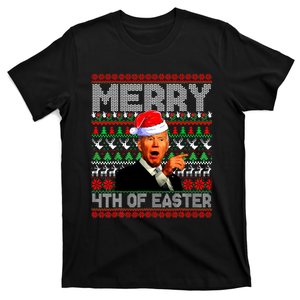 Funny Santa Joe Biden Merry 4th Of Easter Ugly Christmas T-Shirt