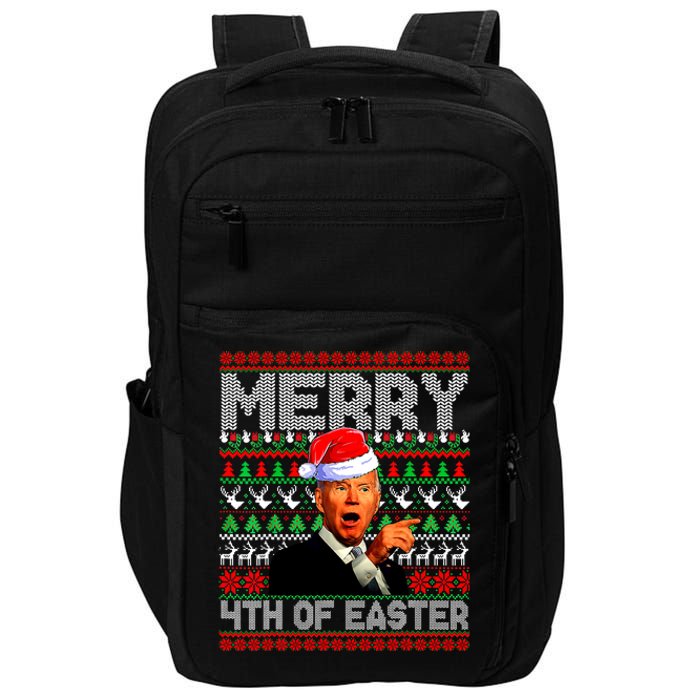 Funny Santa Joe Biden Merry 4th Of Easter Ugly Christmas Impact Tech Backpack