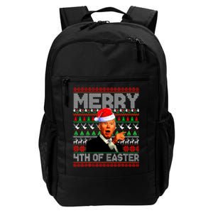 Funny Santa Joe Biden Merry 4th Of Easter Ugly Christmas Daily Commute Backpack