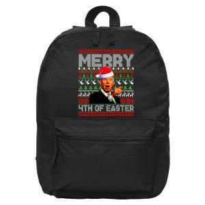 Funny Santa Joe Biden Merry 4th Of Easter Ugly Christmas 16 in Basic Backpack