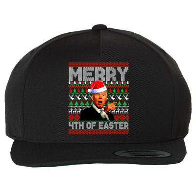 Funny Santa Joe Biden Merry 4th Of Easter Ugly Christmas Wool Snapback Cap