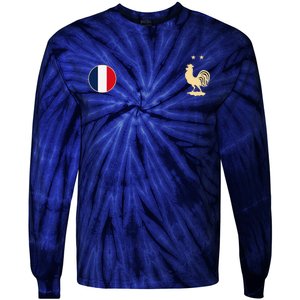 France Soccer Jersey Football Roosters & Flag Tie-Dye Long Sleeve Shirt