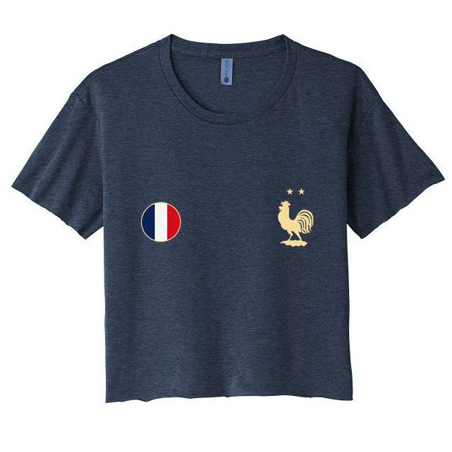 France Soccer Jersey Football Roosters & Flag Crop Top