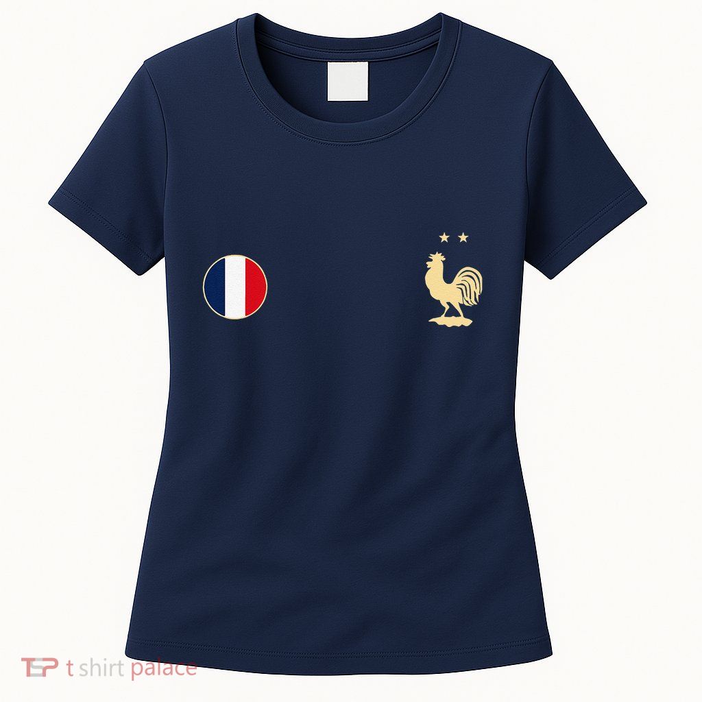 France Soccer Jersey Football Roosters & Flag Womens T-Shirt
