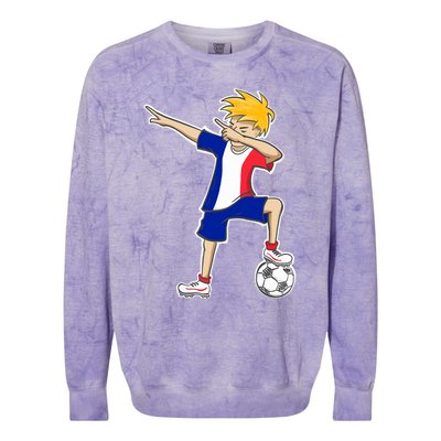 France Soccer Jersey Dabbing Boy French Flag Colorblast Crewneck Sweatshirt