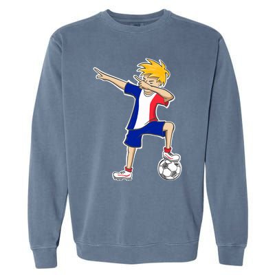 France Soccer Jersey Dabbing Boy French Flag Garment-Dyed Sweatshirt