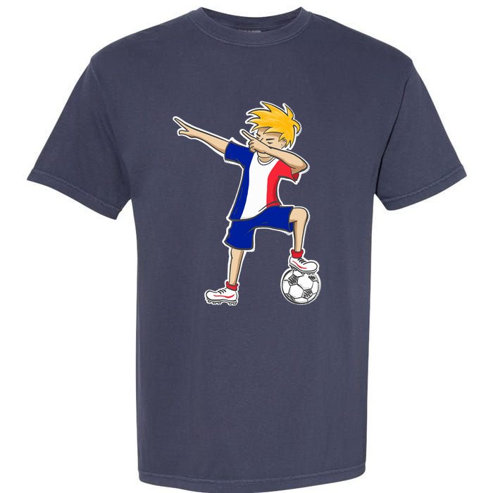 France Soccer Jersey Dabbing Boy French Flag Garment-Dyed Heavyweight T-Shirt