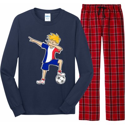 France Soccer Jersey Dabbing Boy French Flag Long Sleeve Pajama Set