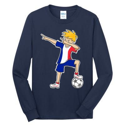 France Soccer Jersey Dabbing Boy French Flag Tall Long Sleeve T-Shirt