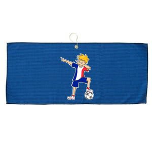 France Soccer Jersey Dabbing Boy French Flag Large Microfiber Waffle Golf Towel