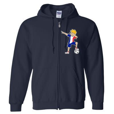 France Soccer Jersey Dabbing Boy French Flag Full Zip Hoodie