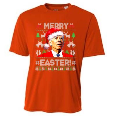 Funny Santa Joe Biden Happy Easter Ugly Christmas Sweater Great Gift Cooling Performance Crew T-Shirt