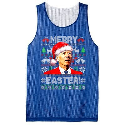 Funny Santa Joe Biden Happy Easter Ugly Christmas Sweater Great Gift Mesh Reversible Basketball Jersey Tank