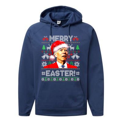 Funny Santa Joe Biden Happy Easter Ugly Christmas Sweater Great Gift Performance Fleece Hoodie