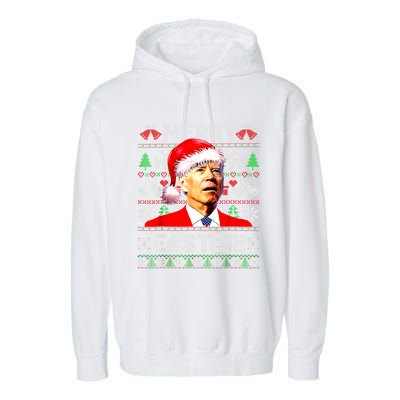 Funny Santa Joe Biden Happy Easter Ugly Christmas Sweater Great Gift Garment-Dyed Fleece Hoodie