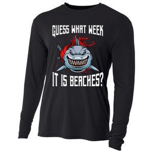 Funny Shark Joke Guess What Week It Is Sarcastic Party Beach Cooling Performance Long Sleeve Crew