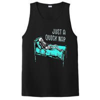 Funny Skeleton Just A Quick Nap Halloween Tired Exhausted PosiCharge Competitor Tank