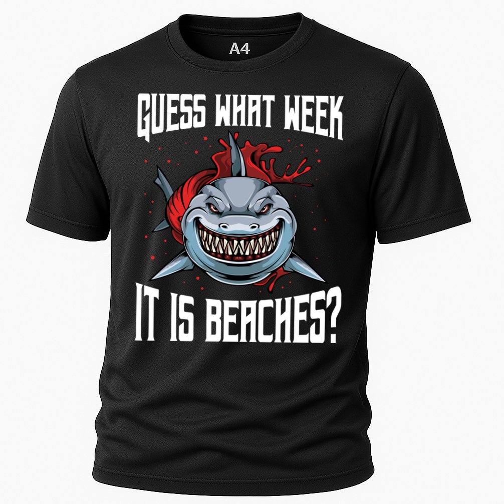 Funny Shark Joke Guess What Week It Is Sarcastic Party Beach Gift Cooling Performance Crew T-Shirt