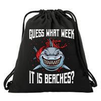 Funny Shark Joke Guess What Week It Is Sarcastic Party Beach Gift Drawstring Bag