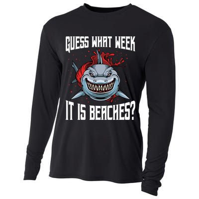 Funny Shark Joke Guess What Week It Is Sarcastic Party Beach Gift Cooling Performance Long Sleeve Crew