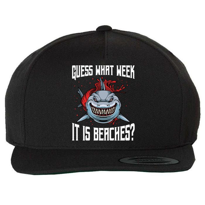 Funny Shark Joke Guess What Week It Is Sarcastic Party Beach Gift Wool Snapback Cap
