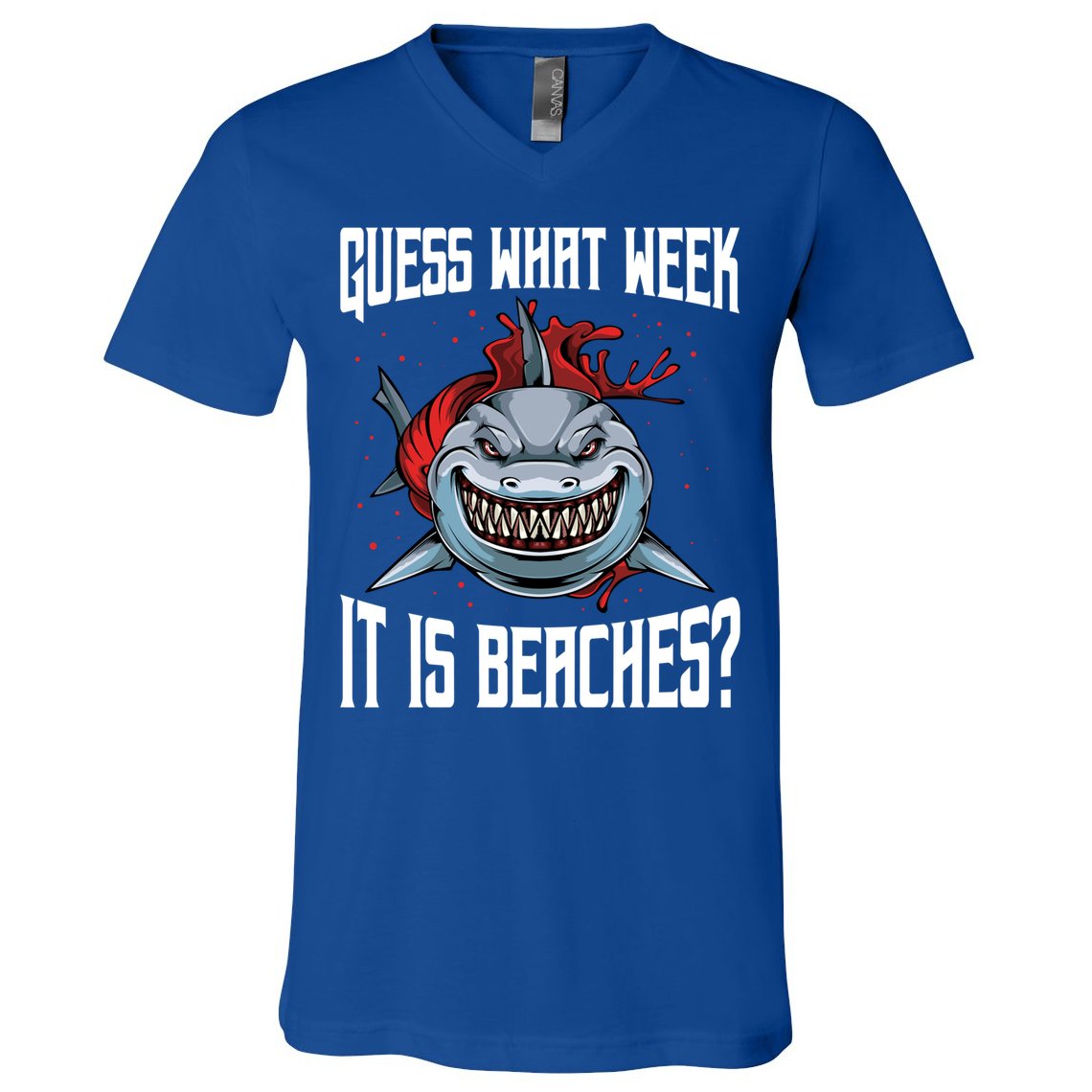 Funny Shark Joke Guess What Week It Is Sarcastic Party Beach Gift V-Neck T-Shirt