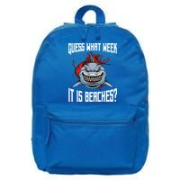 Funny Shark Joke Guess What Week It Is Sarcastic Party Beach Gift 16 in Basic Backpack