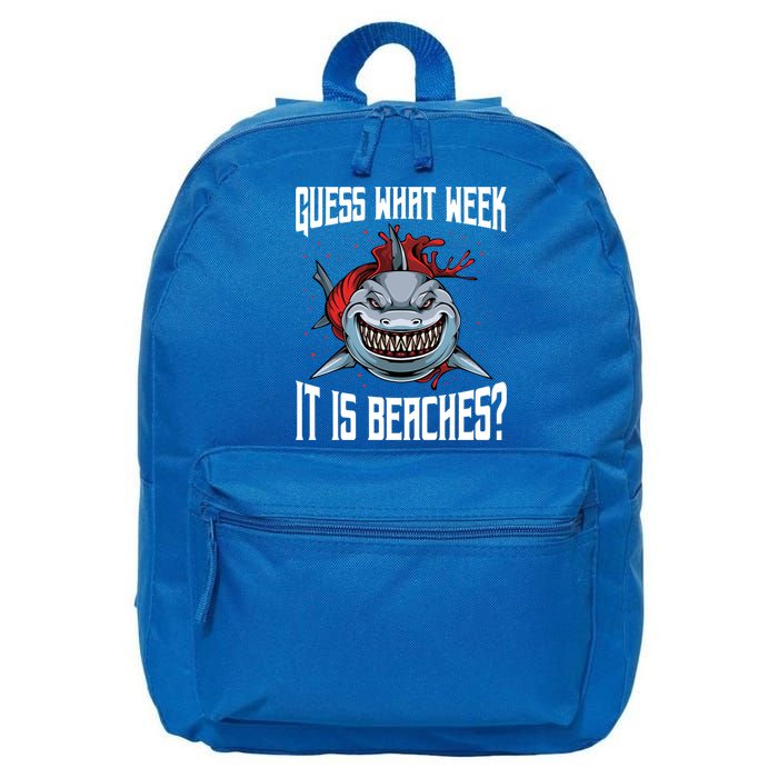 Funny Shark Joke Guess What Week It Is Sarcastic Party Beach Gift 16 in Basic Backpack