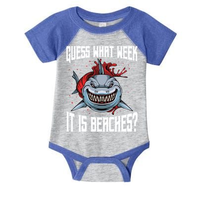 Funny Shark Joke Guess What Week It Is Sarcastic Party Beach Gift Infant Baby Jersey Bodysuit