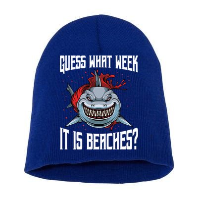 Funny Shark Joke Guess What Week It Is Sarcastic Party Beach Gift Short Acrylic Beanie