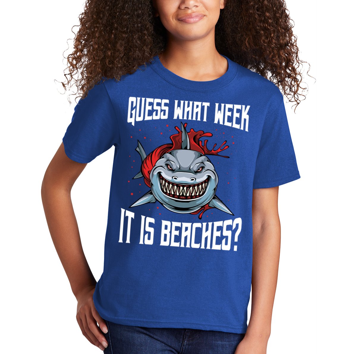 Funny Shark Joke Guess What Week It Is Sarcastic Party Beach Gift Kids T-Shirt