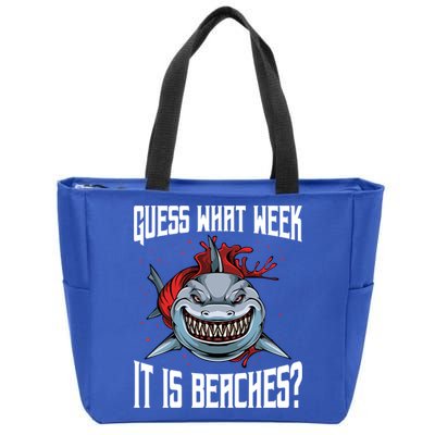 Funny Shark Joke Guess What Week It Is Sarcastic Party Beach Gift Zip Tote Bag