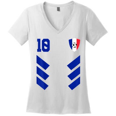 France Soccer Jersey France Football French Women's V-Neck T-Shirt