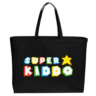 Funny Super Kiddo Humor Gaming Lovers Cotton Canvas Jumbo Tote