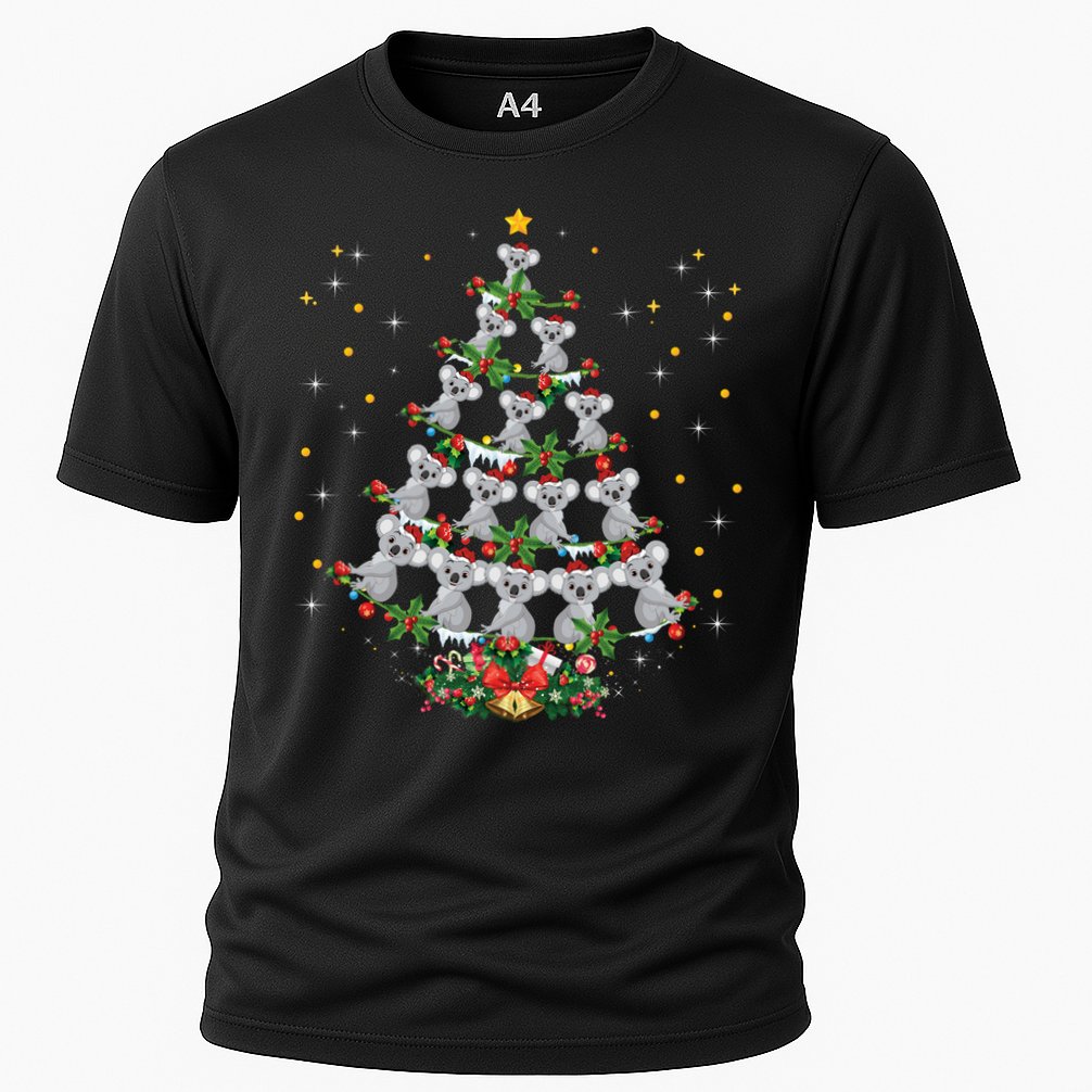 Funny Santa Koala Xmas Gift Koala Christmas Tree Long Sleeve Cooling Performance Crew T-Shirt