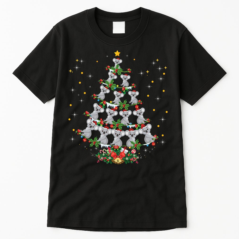 Funny Santa Koala Xmas Gift Koala Christmas Tree Long Sleeve Tall T-Shirt